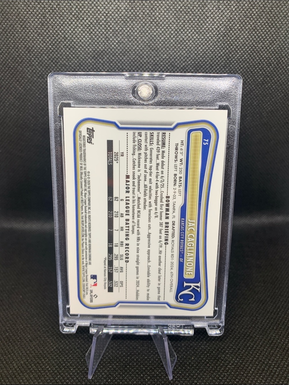 Kansas City Royals Jac Caglianone Chrome Refractor Rookie Card Pristine Shape - Picture 9 of 9